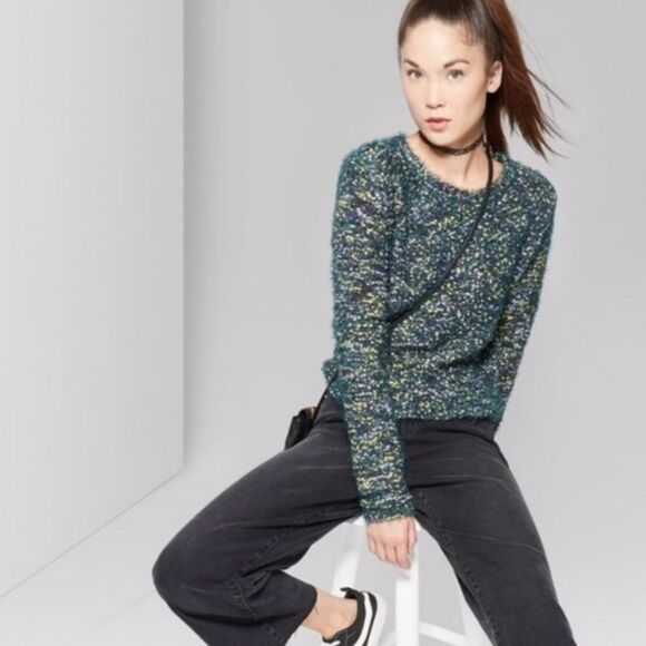 wild fable Sweaters - Wild Fable | Green Fuzzy Pull Over Trendy Sweater